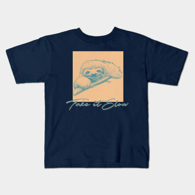 Take It Slow / Cute Sloth Lover Design Kids T-Shirt by unknown_pleasures